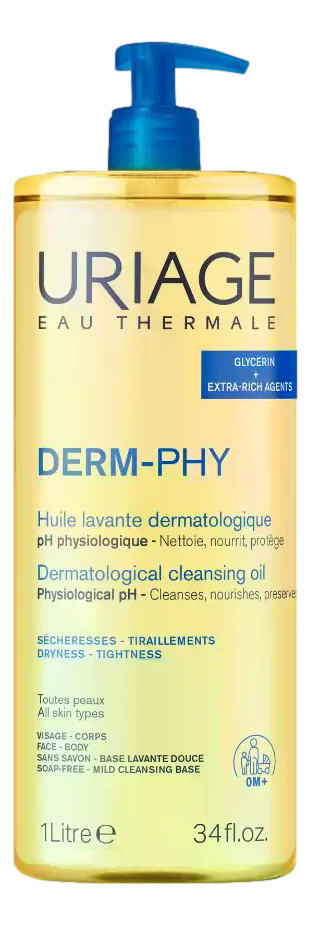 URIAGE DERM-PHY Huile lavante dermatologique  Nettoie, Nourrit, Protège Fl pompe/1l