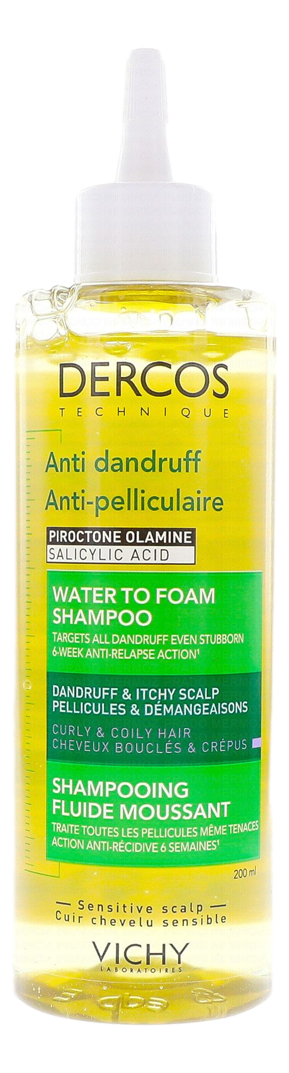 DERCOS DS Shampooing fluide moussant antipelliculaire Cheveux bouclés et crépus Fl/200ml