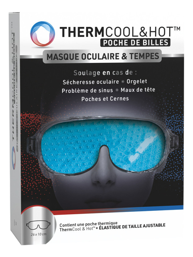 THERMCOOL AND HOT Poche de billes masque oculaire 26x10cm 1 poche thermique
