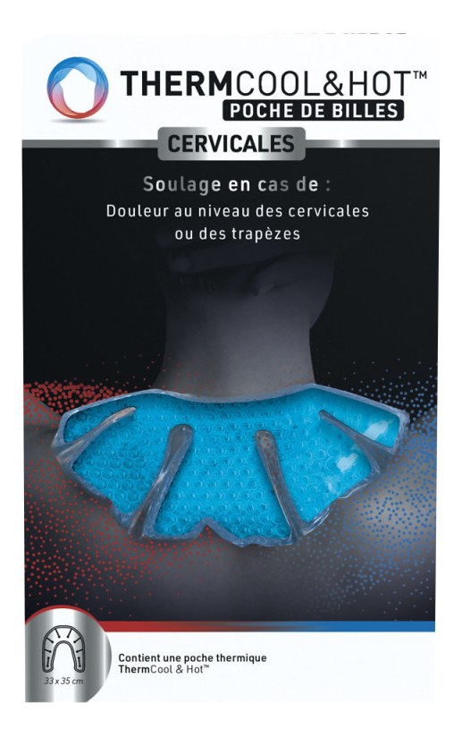 THERMCOOL AND HOT Poche de billes cervicales 33x35 cm 1 poche thermique